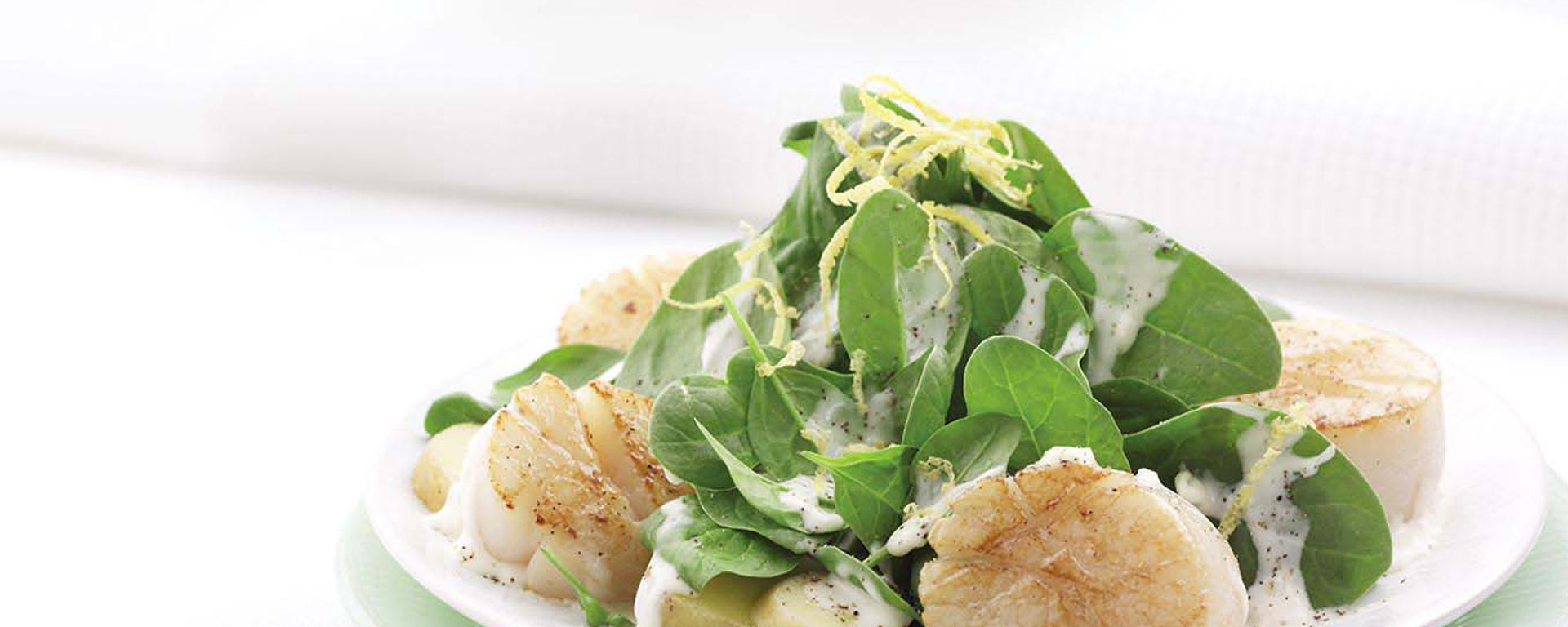 Photo for - Seared Scallops with Baby Spinach and Potatoes