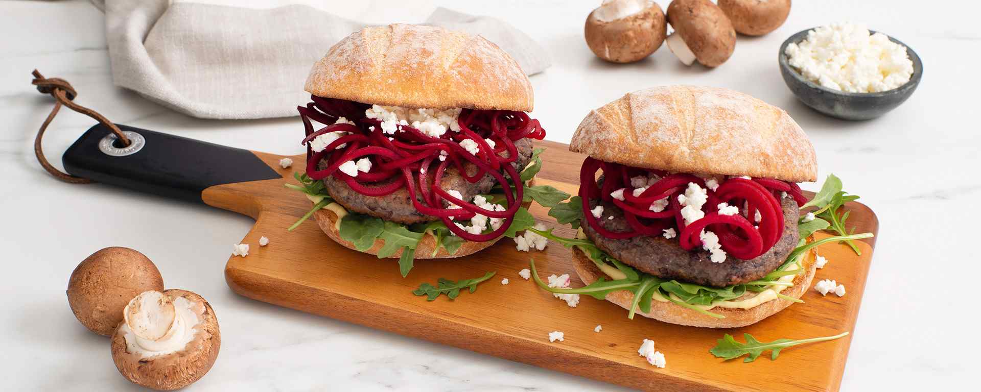 Photo for - Mushroom and Black Bean Burger with Goat Cheese