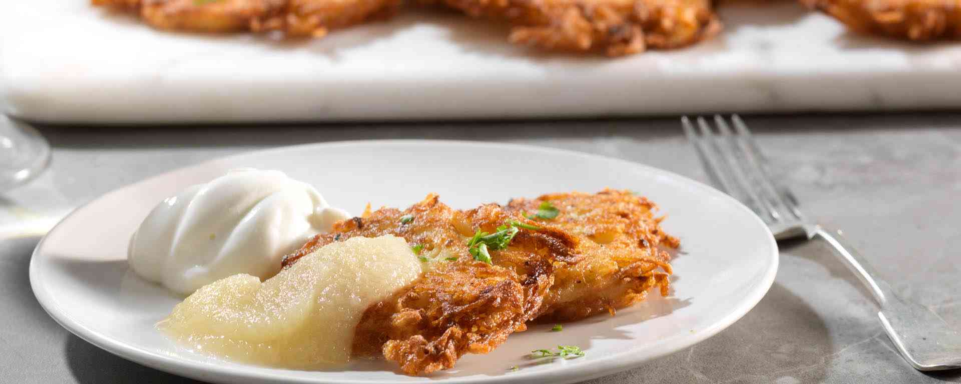 Photo for - Cheddar Latkes with Apple Sauce