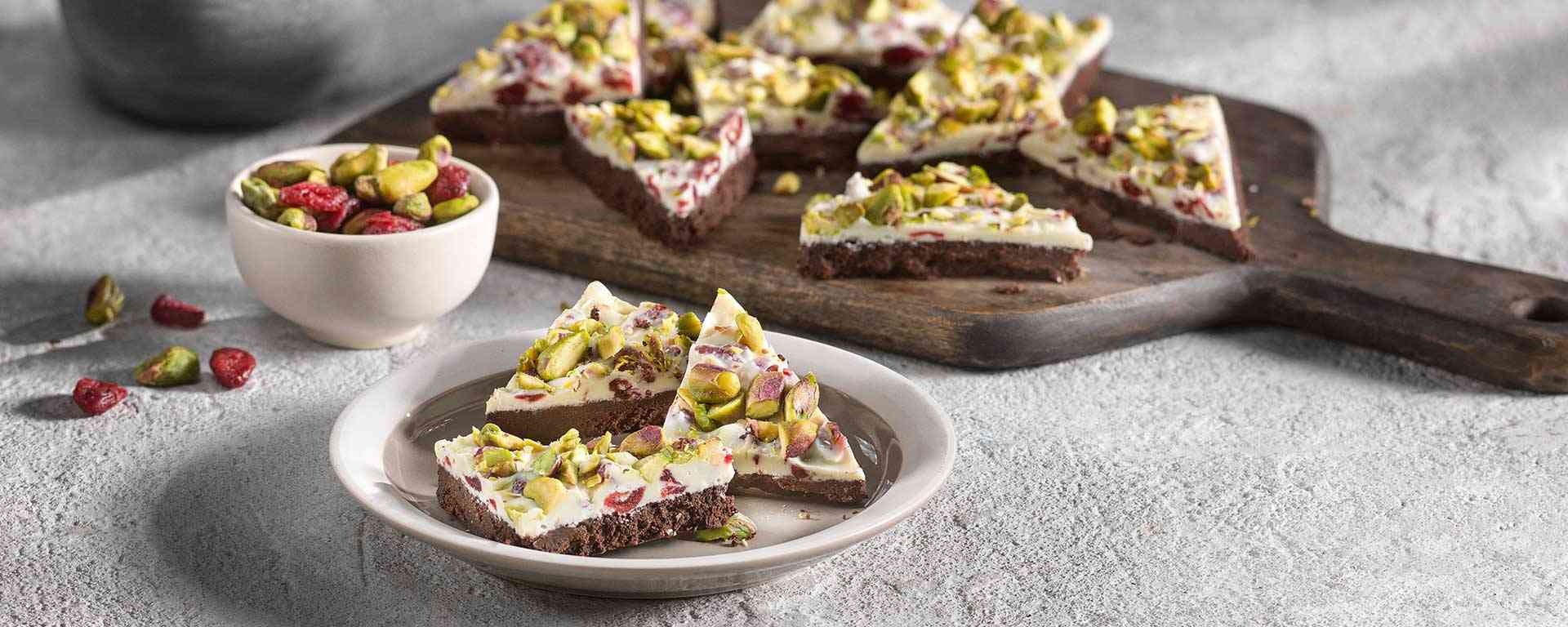 Photo for - No-Bake Chocolate Cranberry Pistachio Triangles